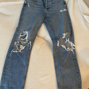Agolde High-Rise Ripped Blue Denim Jeans